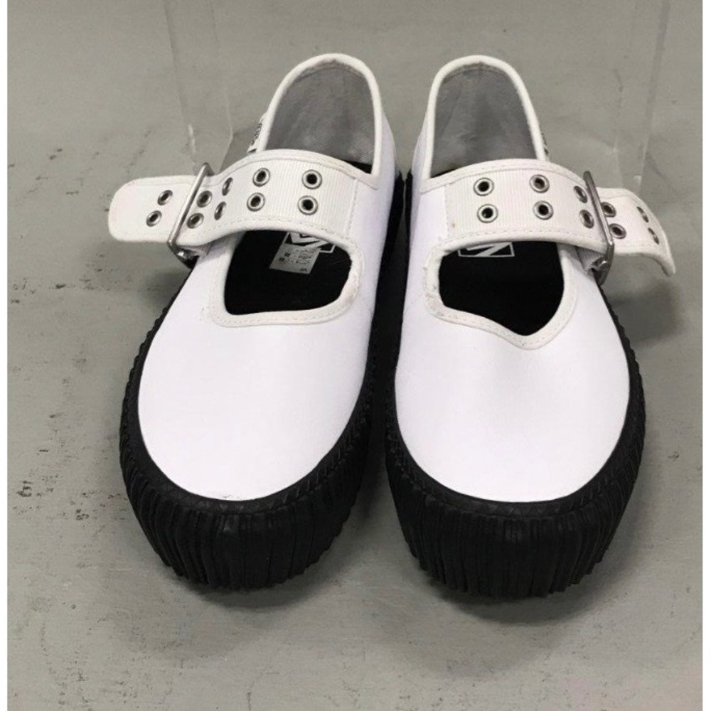 Vans Mary Jane Platform Sneakers White Black Buckle Strap Womens 7.5 721356